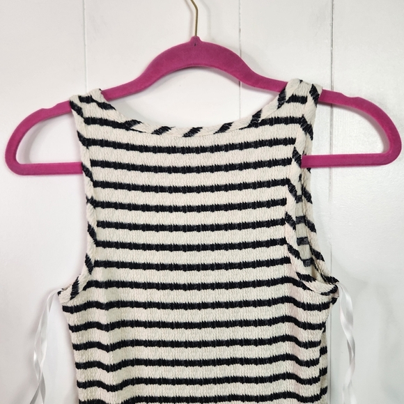 Saints Textured Black White Stripe Maxi Dress Sleeveless Bodycon Womens Sz Small - Picture 5 of 10